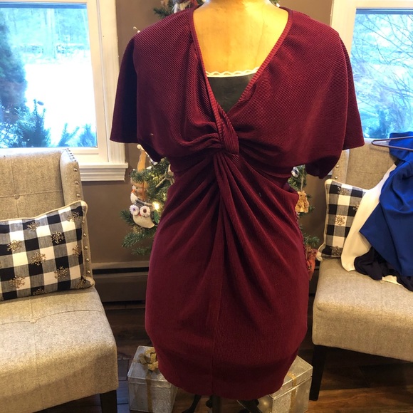 shein burgundy dress